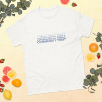 White and Blue Community First Unisex classic tee