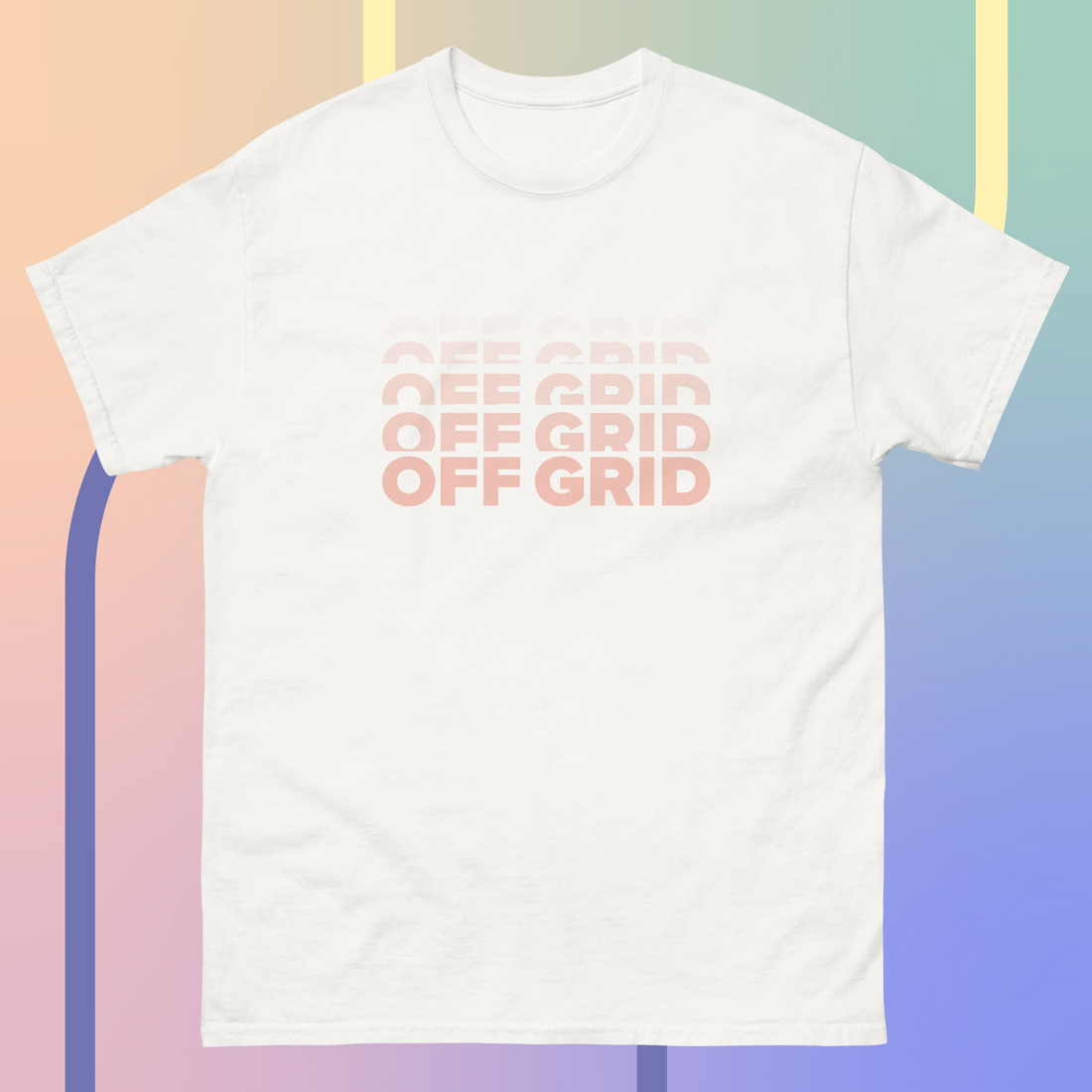 White and Salmon OFF GRID Unisex classic tee